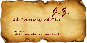 Jávorszky Zéta névjegykártya